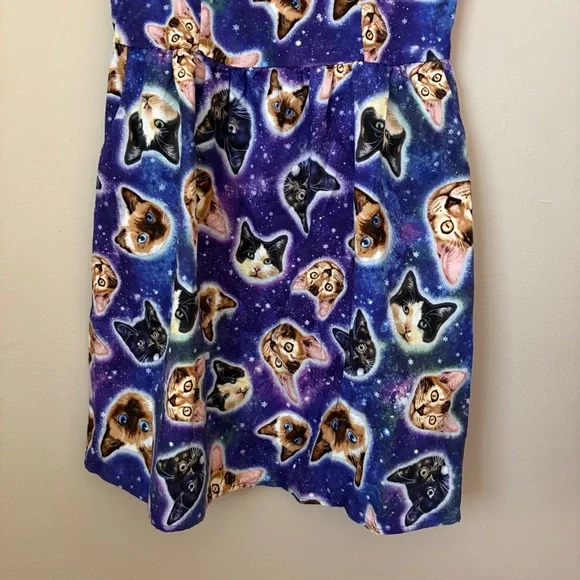 Small Retrolicious Cat Galaxy 100% Cotton Dress - Picture 4 of 5